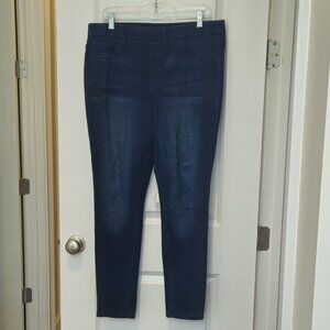 BANDOLINO blue  pull-on jeggings/jeans with black "studs" down the sides Size 14